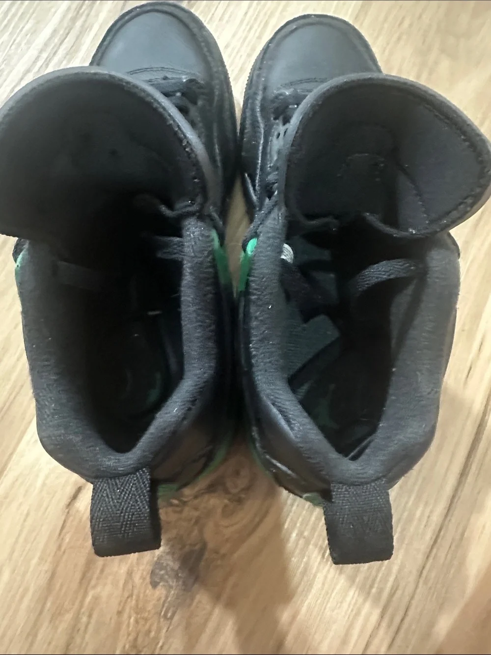 Jordan Kids Black and Green High-Top Sneakers